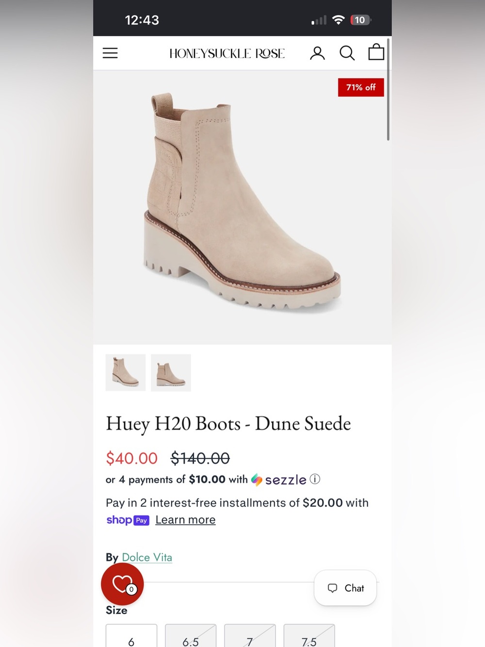 Dolce Vita Huey H20 Boots - Dune Suede size 10 EUC